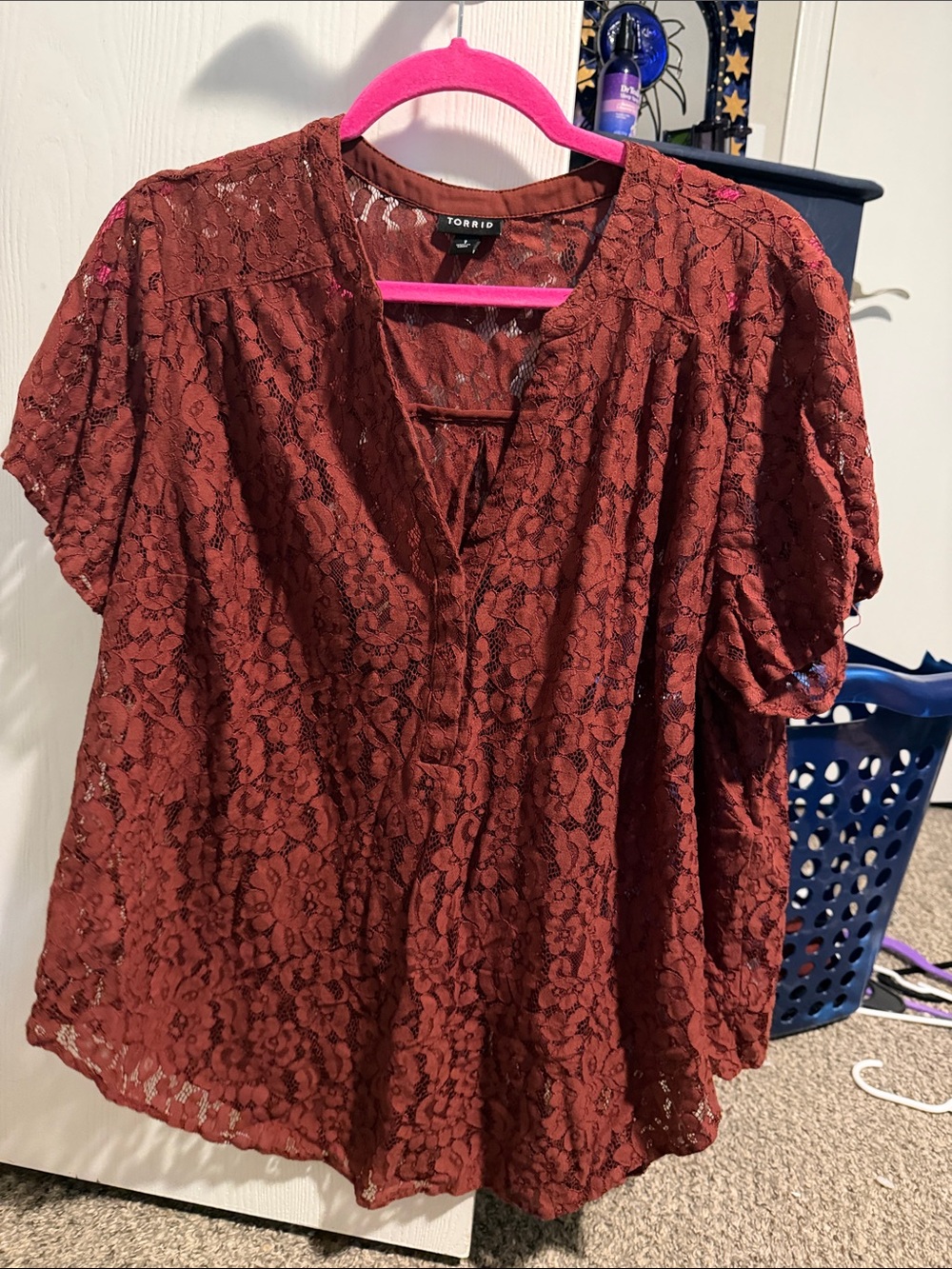 torrid Brick Red Lace Peasant Blouse